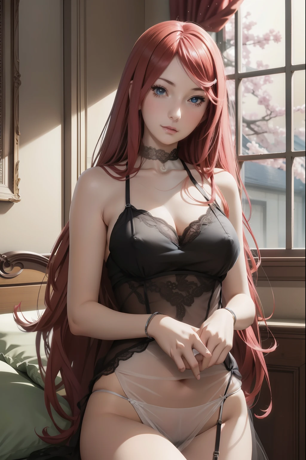 anime - style image of a woman in lingerie laying on a bed, seductive anime girl, beautiful alluring anime woman, extremely detailed artgerm, beautiful anime girl, beautiful alluring anime , attractive anime girl, [ 4 k digital art ]!!, (anime girl), , beautiful anime woman, pretty anime girl, anime girl, anime girls, lace negligee, transparent negligee, nipples