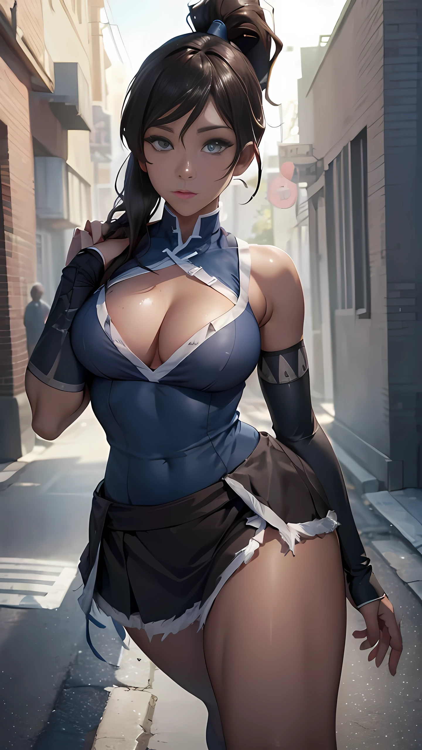 korra, , dark skin, dark-skinned female, ponytail, muscular female, nsfw, high quality, detailed, high resolution, (big breasts:1.5),woman wearing jlfd, (8k, RAW photo, best quality, masterpiece:1.2),ultra-detailed, (high detailed skin:1.2), 8k uhd, dslr, soft lighting, high quality, (8k, RAW photo, best quality, masterpiece:1.2),ultra-detailed, (high detailed skin:1.2), 8k uhd, dslr, soft lighting, high quality