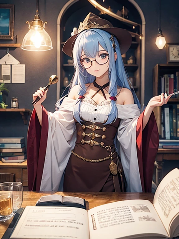 Fantasy girl Wizard Round Glasses Book Cane