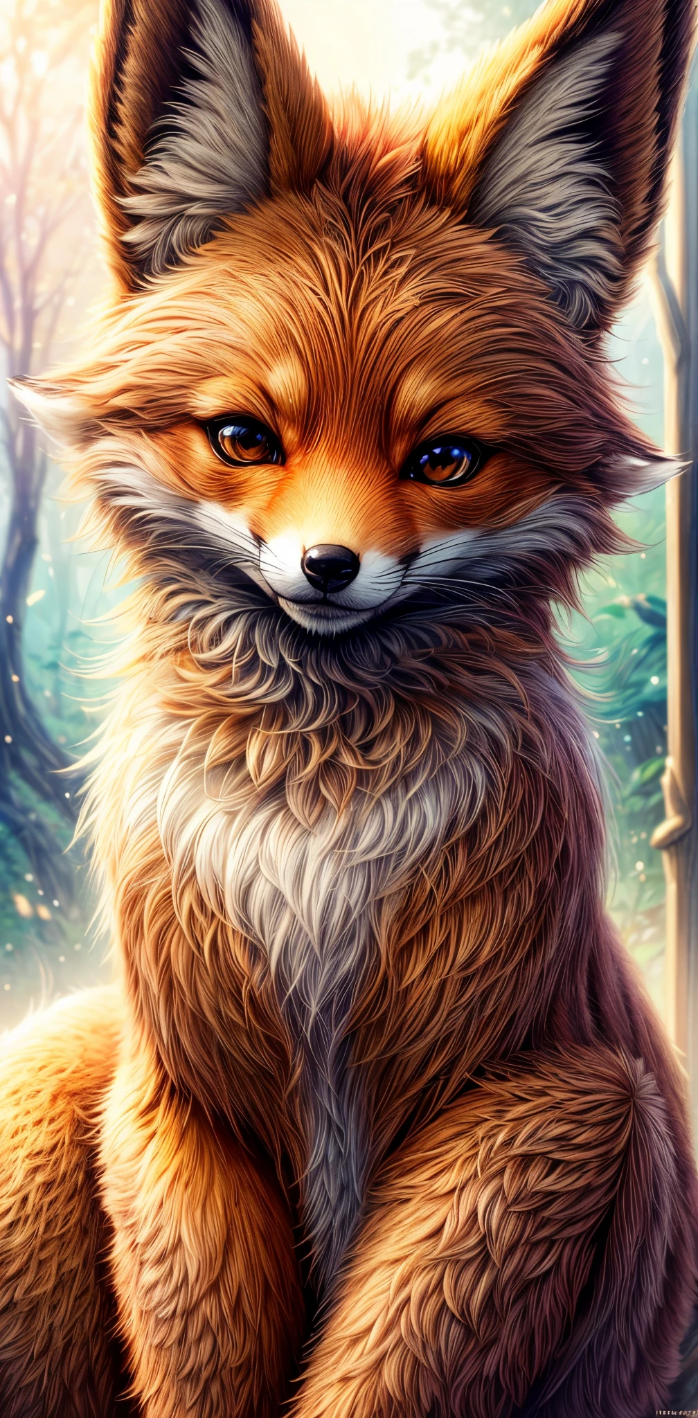 (best quality,4k,8k,highres,masterpiece:1.2),ultra-detailed,realistic anthropomorphic character,foxy Roxy,beautiful detailed eyes,beautiful detailed lips,extremely detailed face,long eyelashes,golden brown fur,seductive pose,natural scenery,fantasy elements,magical atmosphere,dreamy lighting,soft colors,vivid colors,bokeh,portrait,concept art,endearing charm,humanoid fox,artistic rendering,studio lighting
