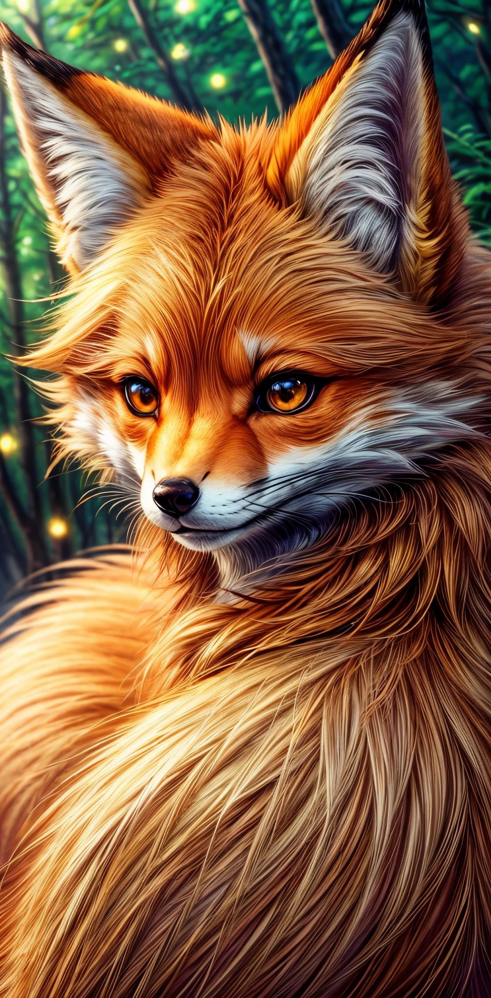 (best quality,4k,8k,highres,masterpiece:1.2),ultra-detailed,realistic anthropomorphic character,foxy Roxy,beautiful detailed eyes,beautiful detailed lips,extremely detailed face,long eyelashes,golden brown fur,seductive pose,natural scenery,fantasy elements,magical atmosphere,dreamy lighting,soft colors,vivid colors,bokeh,portrait,concept art,endearing charm,humanoid fox,artistic rendering,studio lighting