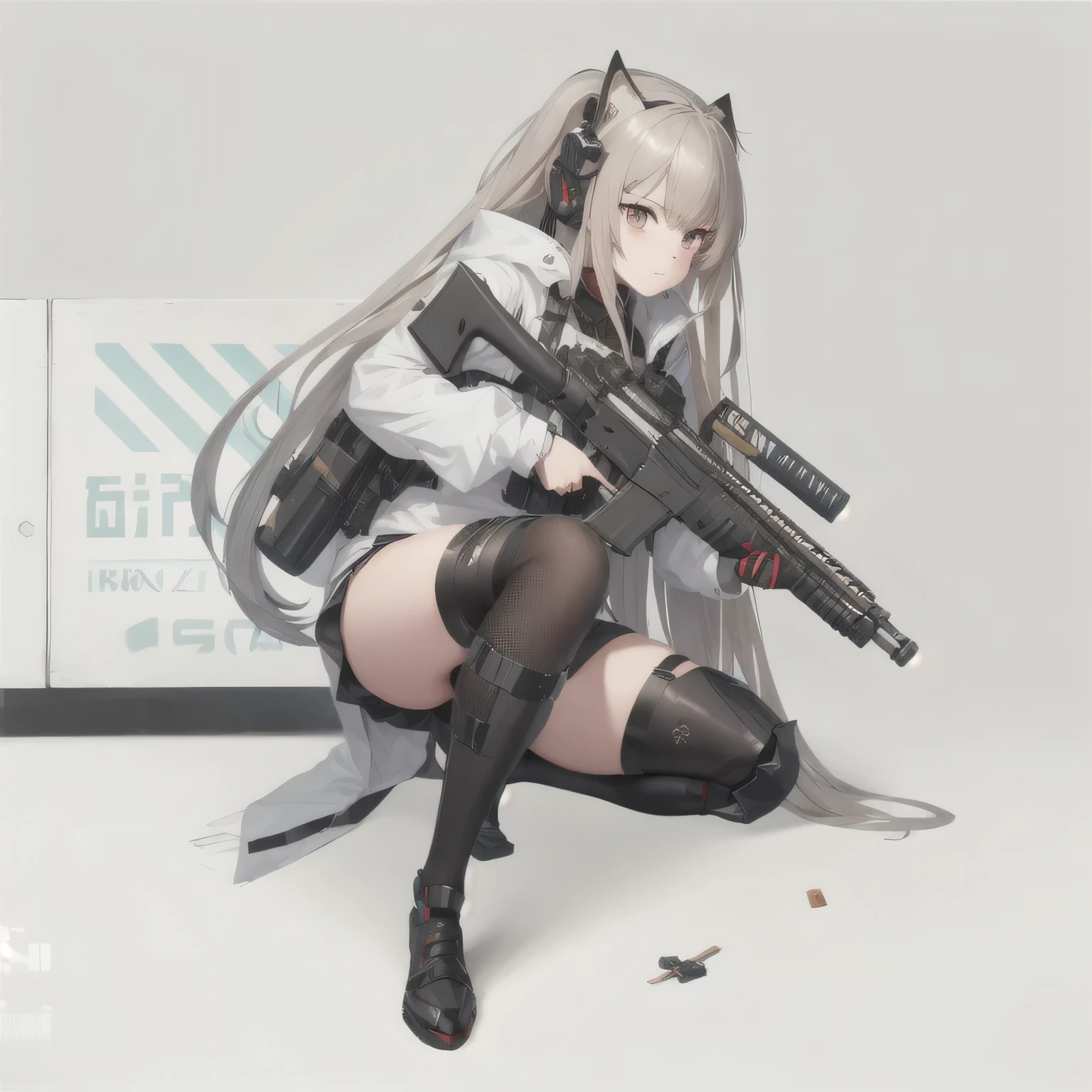 anime girl with a gun kneeling on the ground, m4 sopmod ii girls frontline, fine details. girls frontline, girls frontline style, from girls frontline, girls frontline cg, azur lane style, from the azur lane videogame, girls frontline, kantai collection style, mechanized soldier girl, cushart krenz key art feminine, girls frontline universe