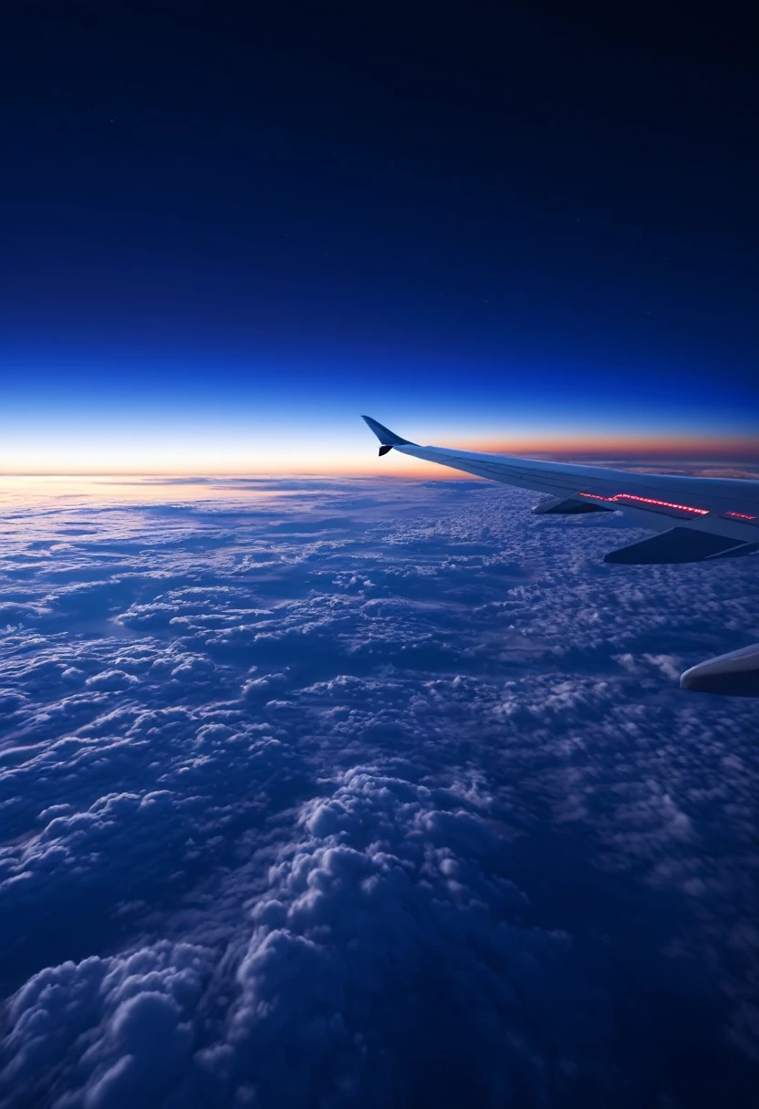 night flight、Passenger plane flying above the sea of clouds