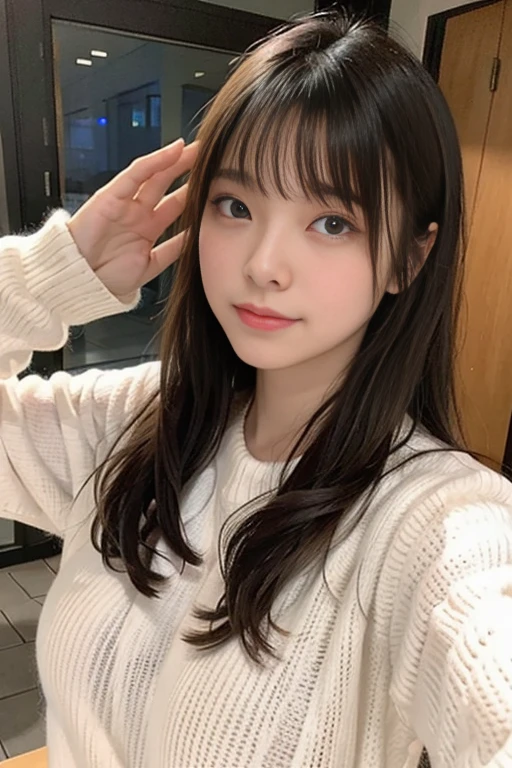 Random pose、highest quality、超A high resolution、(Photorealistic:1.5)、1 girl、sweater、(Long-haired:1.2)、(Big Breasts:1.2)、ryokan、View your viewers、Close-up、Whole Body Ezbian、Bad Eyes、Embarrassed face