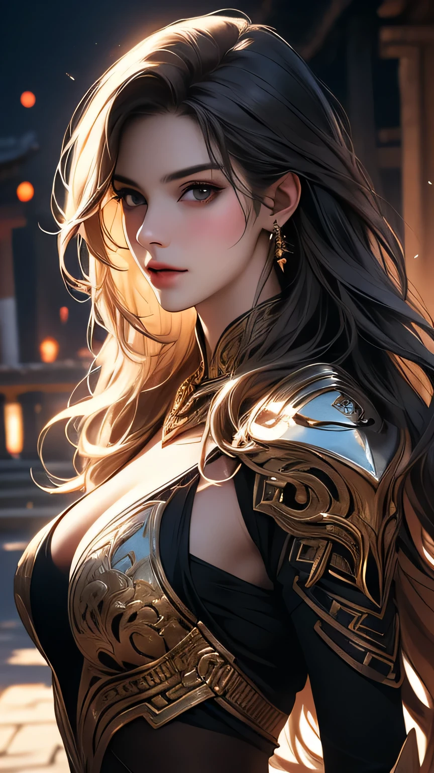 High resolution、Resident of another dimension、18beautiful size girl、slender body、very intelligent、short hairstyle、eyeliner、long、intelligent warrior、Glittering costumes、