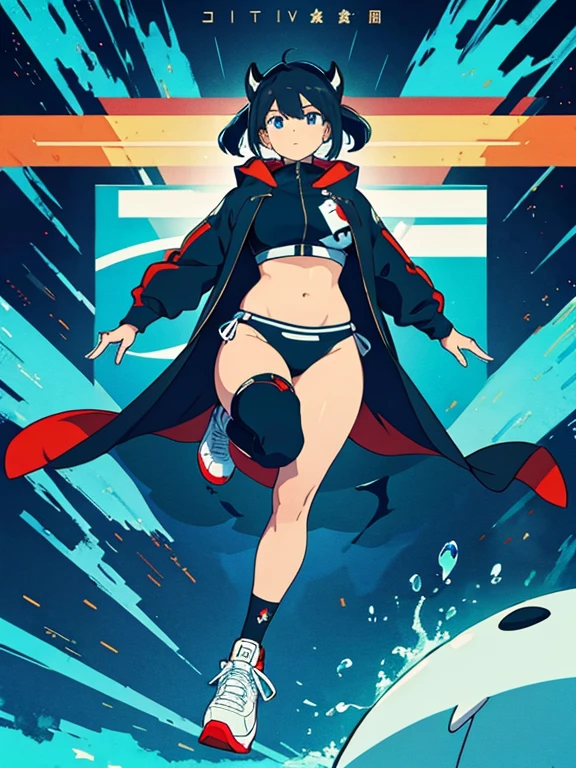 UHD, highest quality, 4k, 8k, break,An intricately designed long costume with a sturdy killer whale design, Big platform sneakers, belly button, Mature Woman, Very tough costume