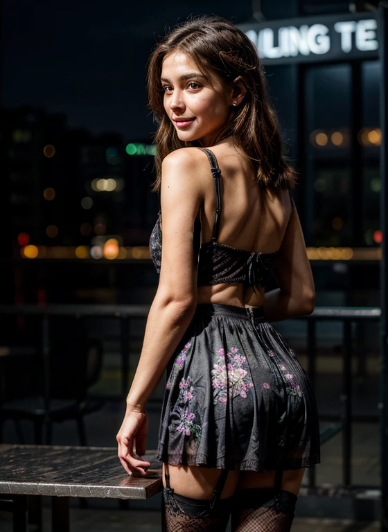 squeeze, Open mouth, tongue out, drooling, flicker, elbow gloves for orgasm, slutty pink underwear, nsfw light smile, small breasts, pose sexy, Pussy, crouched, back view, looking back at the viewer,. evening, City, inside, (incredibly detailed, beautiful detailed face, Beautiful detailed eyes, Masterpiece, Best Quality), beautiful girl,redhead girl, DANGER AS A FEMALE IN HEAT