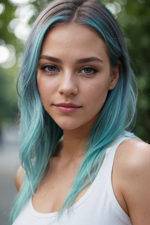 Hair color different shades of blue from light to dark, also turquoise and green (Farben wie die see aussehen kann)