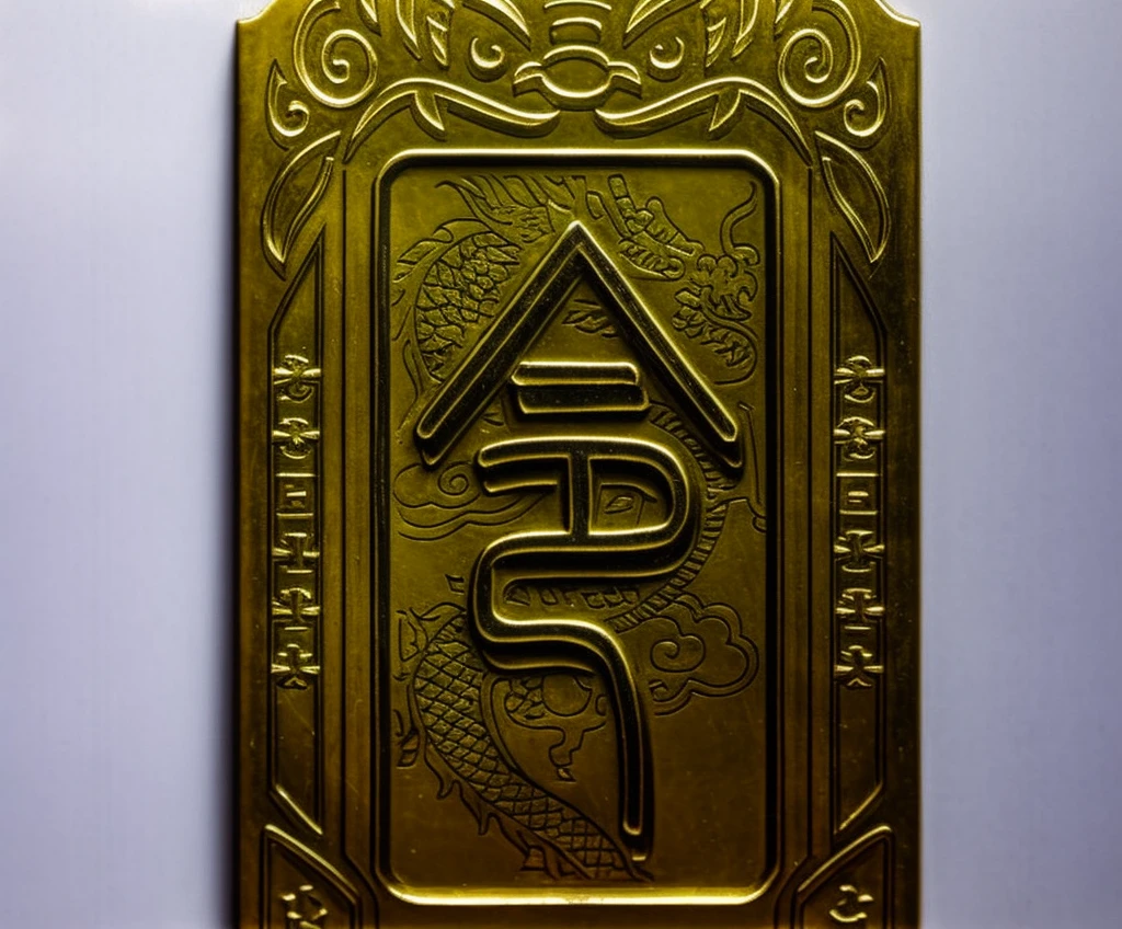 a close up of a coin with chinese writing on it, coin, song, In line with Chinese aesthetics, traditional Chinese, Yuanyou, style of guo hua, Close-up of the amulet, Mark of Destiny, hua cheng, coin of secret society, Chinese Arts, Golden Chinese text, Inspired by Dong Yuan, qiangshu, chi-gong