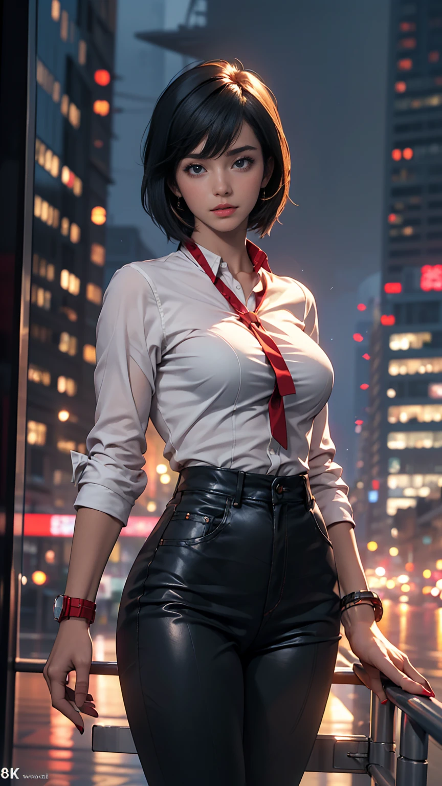 ((最high quality, 8K, masterpiece: 1.3, Ultra HD, high quality, 最high quality, High resolution, realism)) 、Motoko Kusanagi from Ghost in the Shell、Slim and well-defined figure、I want my head to stay off screen、Wear accessories on your wrist、Wearing red nail polish、I have a peticure、(High saturation:1.0), (Highly detailed skin), (最high quality:1.0), (超High resolution:1.0) ,(Realistic:1.0), (Very detailed:1.0), (8K, Raw photo:1.1), wear a bodysuit、Being on the roof of a skyscraper at night