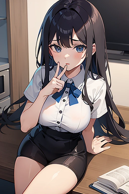 (best quality, game cg , hyper detailed:1.2), nsfw, office, netorare, looking at viewer, fellatio, blowjob face, dripping saliva, close eyes