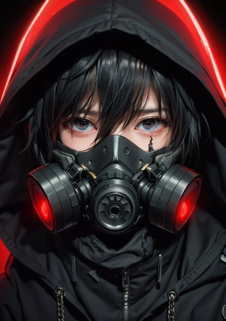 anime girl with gas mask and hood on, garota de anime cyberpunk com capuz, she wear red eyed gas mask, epic anime style, wearing a gas mask, gas mask, gas mask, badass anime 8 k, anime ciberpunk art, estilo de anime masculino, wearing an all-black mempo mask, um assassino adolescente nervoso, she wear gas mask, anime ciberpunk, anime
