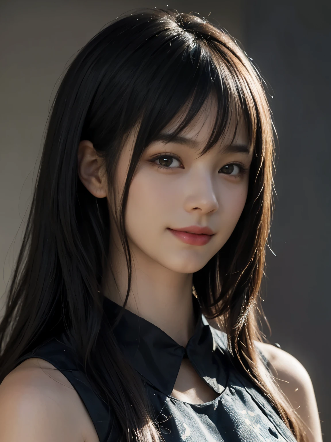 (ultra realistic) , (illustration), (increase resolution), (8K), (extremely detailed), (best illustration), (beautiful detailed eyes), (best quality), (ultra-detailed), (masterpiece), (wallpaper), (detailed face), solo,1 girl, looking at viewers, black straight hair, delicate details, in the dark, deep shadow, low key, pureerosfaceace_v1, happy smile, summer dress, full body, meadow
