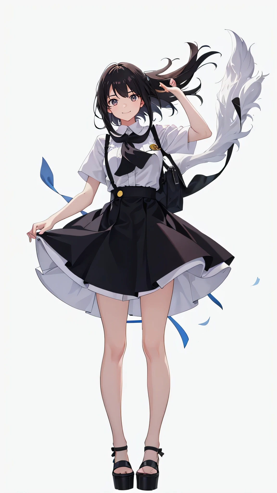 1girl in、A smile、The shirt、skirt by the、White fluffy dress、(small tits)、Chilarism、movement、the wind、pantiy、