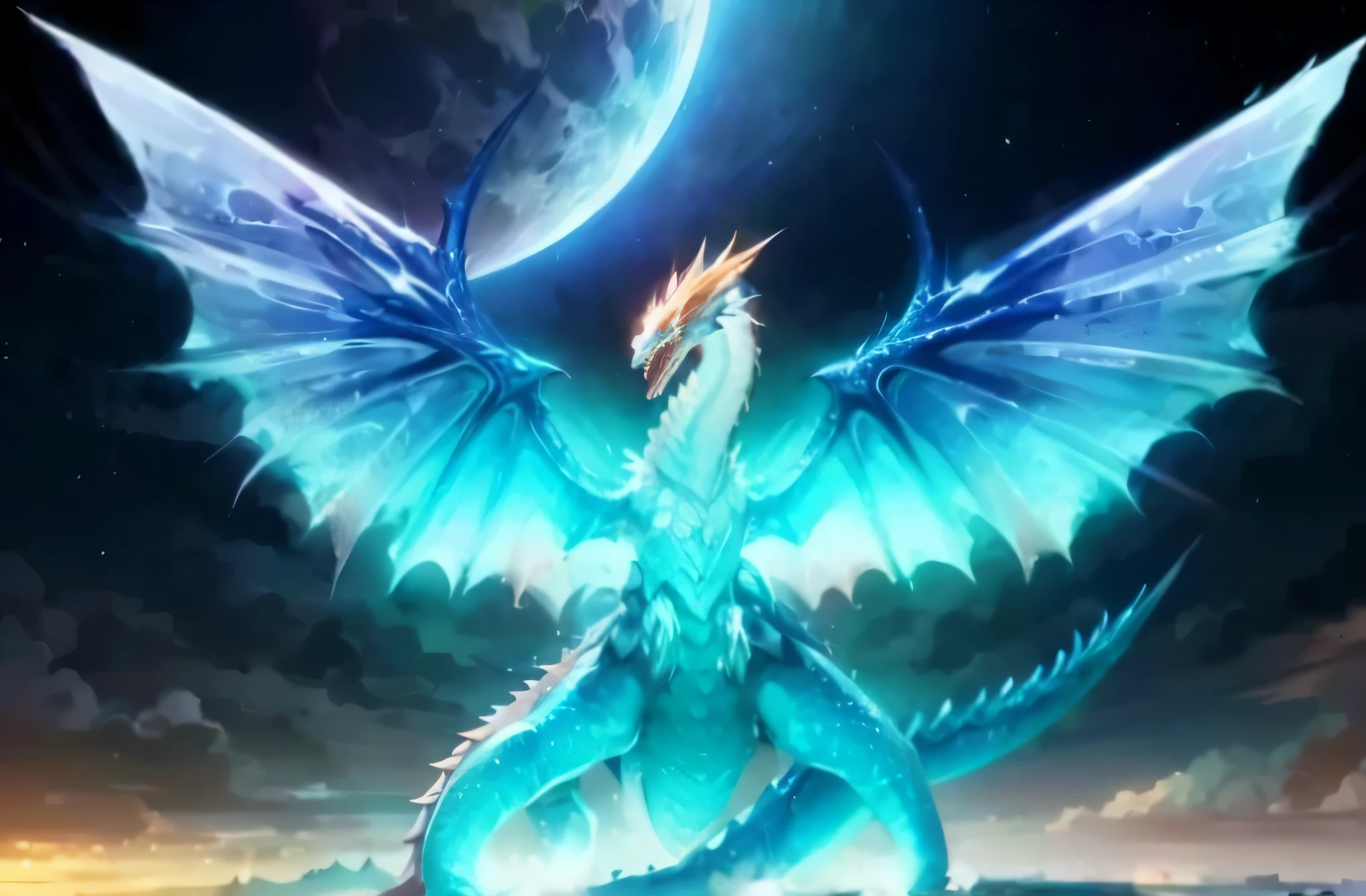 (RAW photos, best quality), Blue light, Light Dragon, spread, skybeautiful art painting, CG social trends, fantasy art,