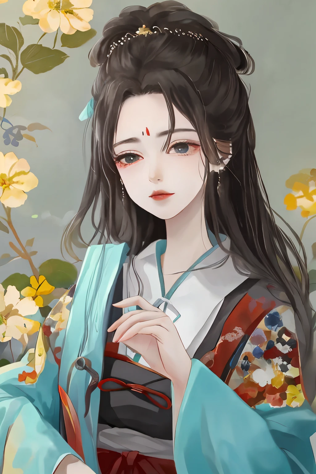 Chinese beauty flying in the sky,Dressed in ancient Chinese costumes,flowing tulle,Light Silk,lazy posture,Big lotus leaf,lotus,Ink painting style,Clean colors,Decisive cuts,Leave a blank,Impressionism,masterpiece,Ultra Detailed,Epic creation, high quality, highest quality, 4k --v 6