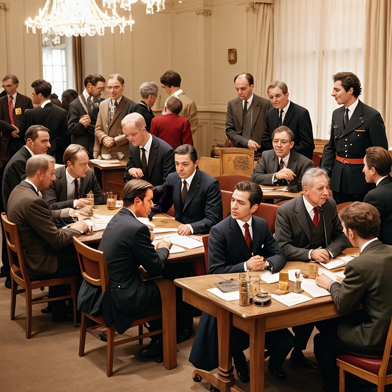 group of Germans socializing, focus on the characters.