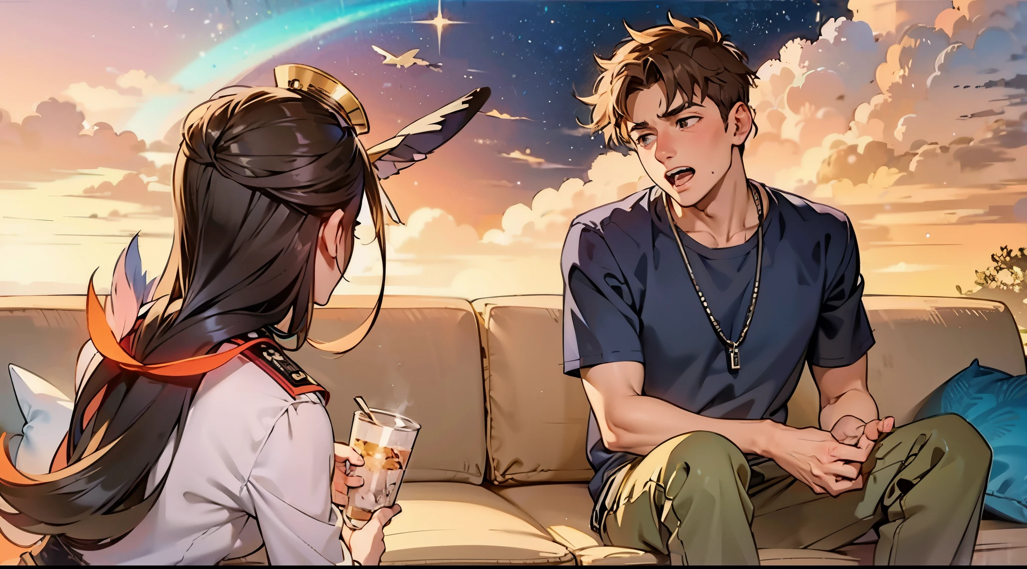 a 16 year old boy is sad telling a story to his mother
