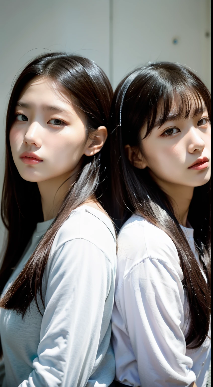 (Detailed skin:1.2), (Shiny skin:1.1), 8K,Highest quality, masterpiece, Ultra-high resolution, (Realistic:1.4), RAW Photos, (Soft saturation:1.3), (Fair skin:1.2), Japanese Idols, 22 years old, Natural Makeup, Brown Hair, Medium Hair, Asymmetrical Hair, Wavy Hair, Asymmetrical bangs, (Black knit:1.2), 