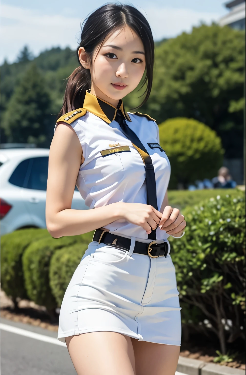Actual photo、Highest imYear quality、Realistic、Beautiful woman、Beautiful thighs、Beautiful Face、本当の私は何Yearも、federal army uniform miniskirt、ponytail、Yuriko Yoshitaka、16 year old Japanese female、Zuo々Ki Nozomi:1.4、pretty girl、White pantiesが見える、16Year、(White panties:1.3)、Ultra mini skirt、Beautiful thighs、White panties、ピンクのミニスカートがめくれてWhite pantiesが見えてる