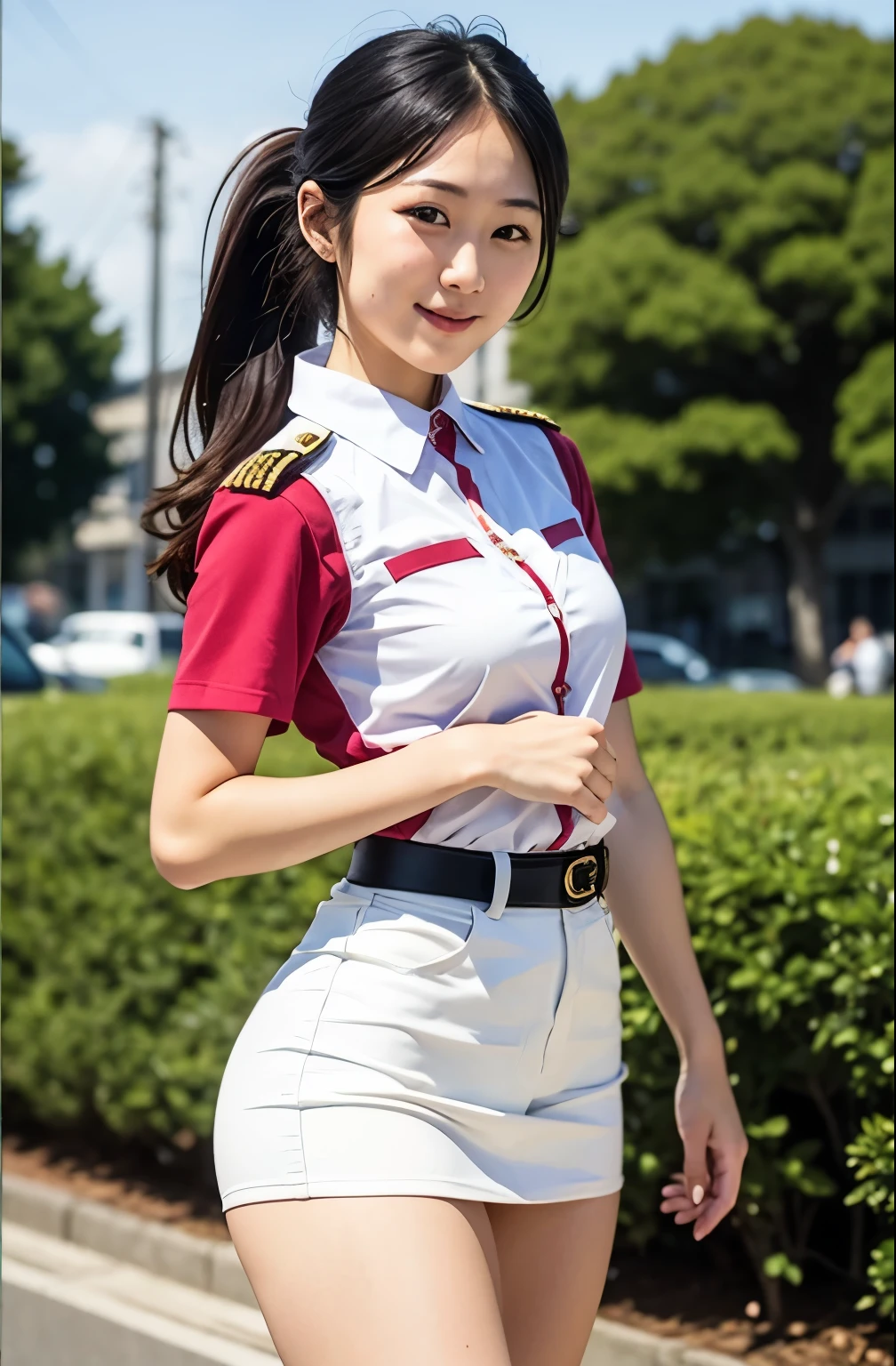 Actual photo、Highest imYear quality、Realistic、Beautiful woman、Beautiful thighs、Beautiful Face、本当の私は何Yearも、federal army uniform miniskirt、ponytail、Yuriko Yoshitaka、16 year old Japanese female、Zuo々Ki Nozomi:1.4、pretty girl、White pantiesが見える、1６Year、（White panties:1.3）、Ultra mini skirt、Beautiful thighs、White panties、ピンクのミニスカートがめくれてWhite pantiesが見えてる