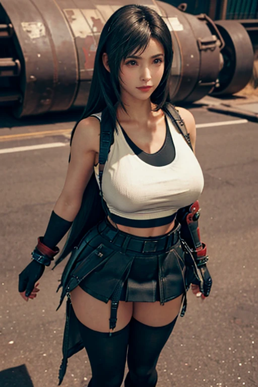 nsfw,{{{masterpiece}}}, {{{best quality}}}, {{ultra-detailed}}, {{an extremely delicate and beautiful}}
, Tifa, 20 years old, huge breast voluptuous breasts, gigantic breast, breast focus
, (torn clothes), (torn tank top:1.2), (torn skirts:1.2)