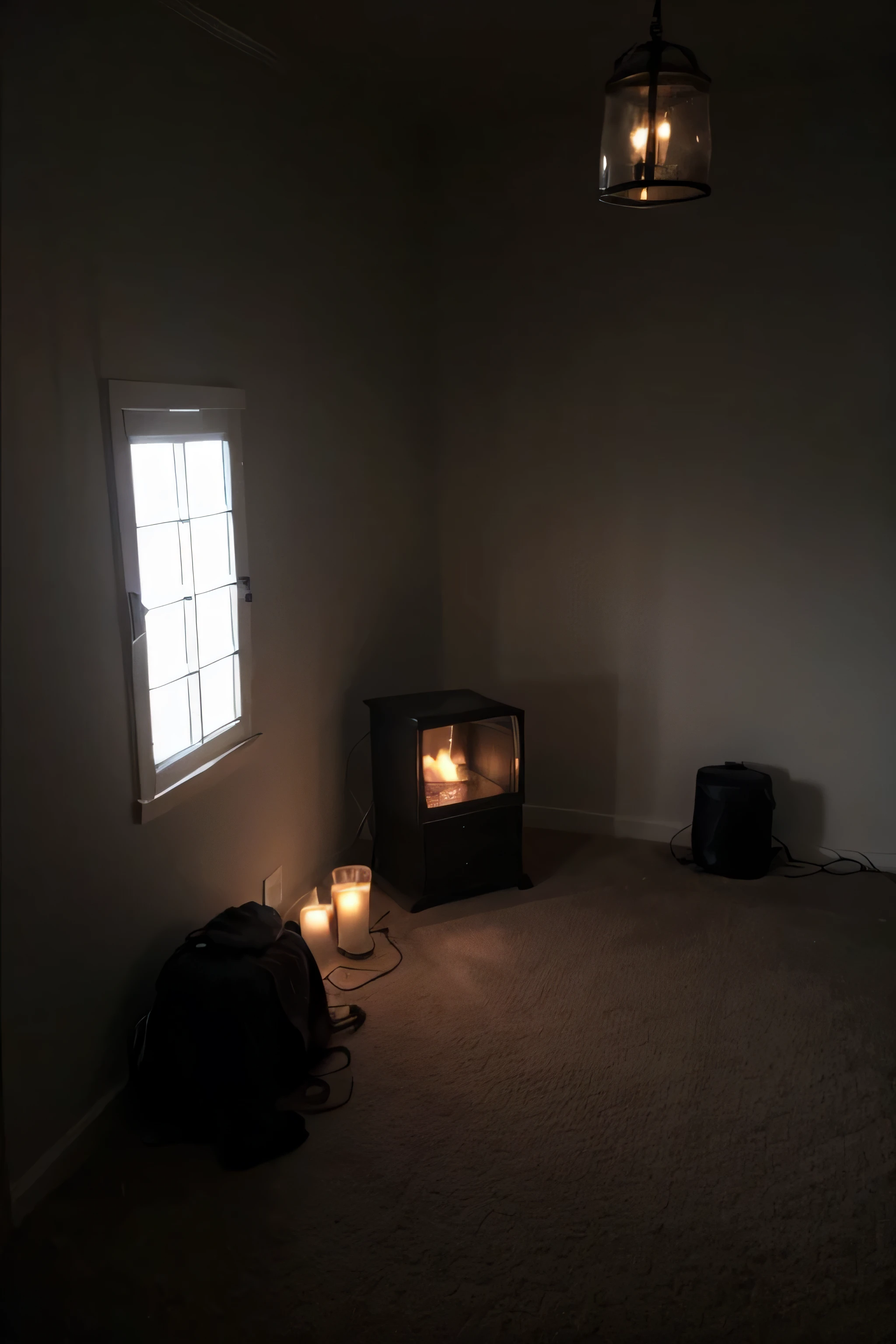 Cozy completely dark lonely meditation room
