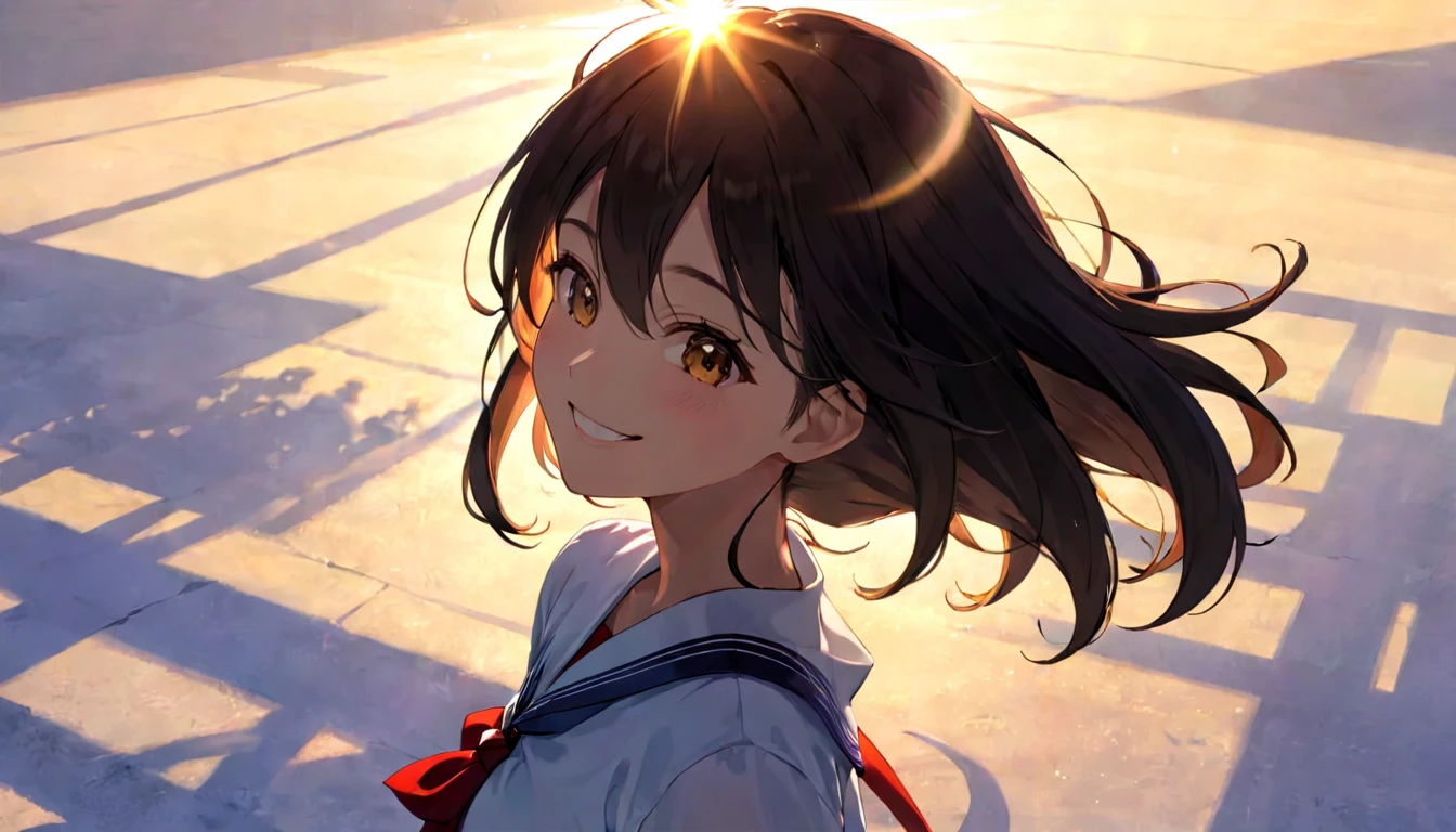 Today is a happy day、sun and shadow、Strong female silhouette、Smiling Girl