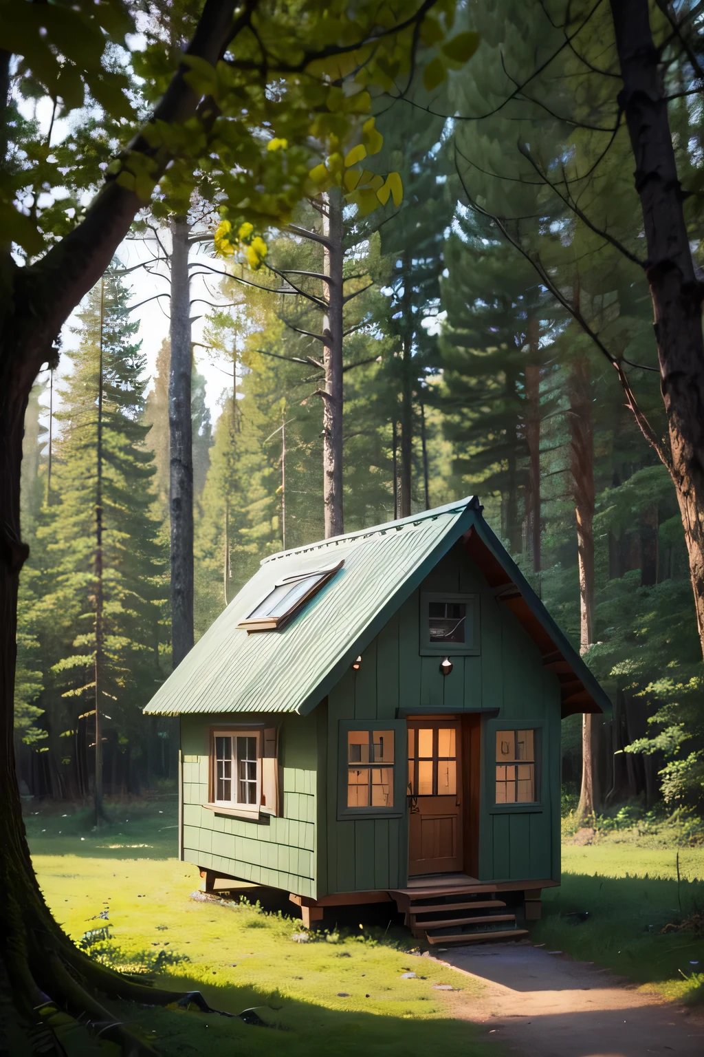 small home in the middle of the forest with palette color
