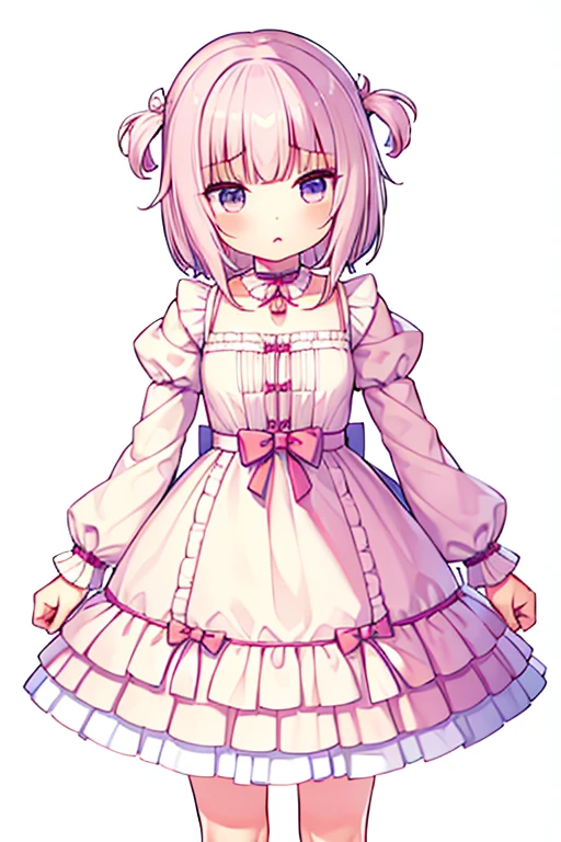 A very delicate and cute girl with pink hair and a lolita dress. 8K Ultra HD, Delicate texture, Pure white background.