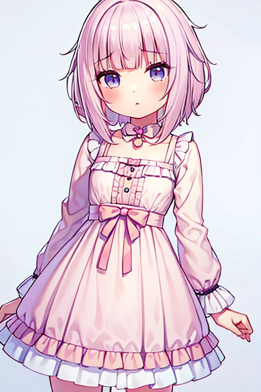 A very delicate and cute girl with pink hair and a lolita dress. 8K Ultra HD, Delicate texture, Pure white background.