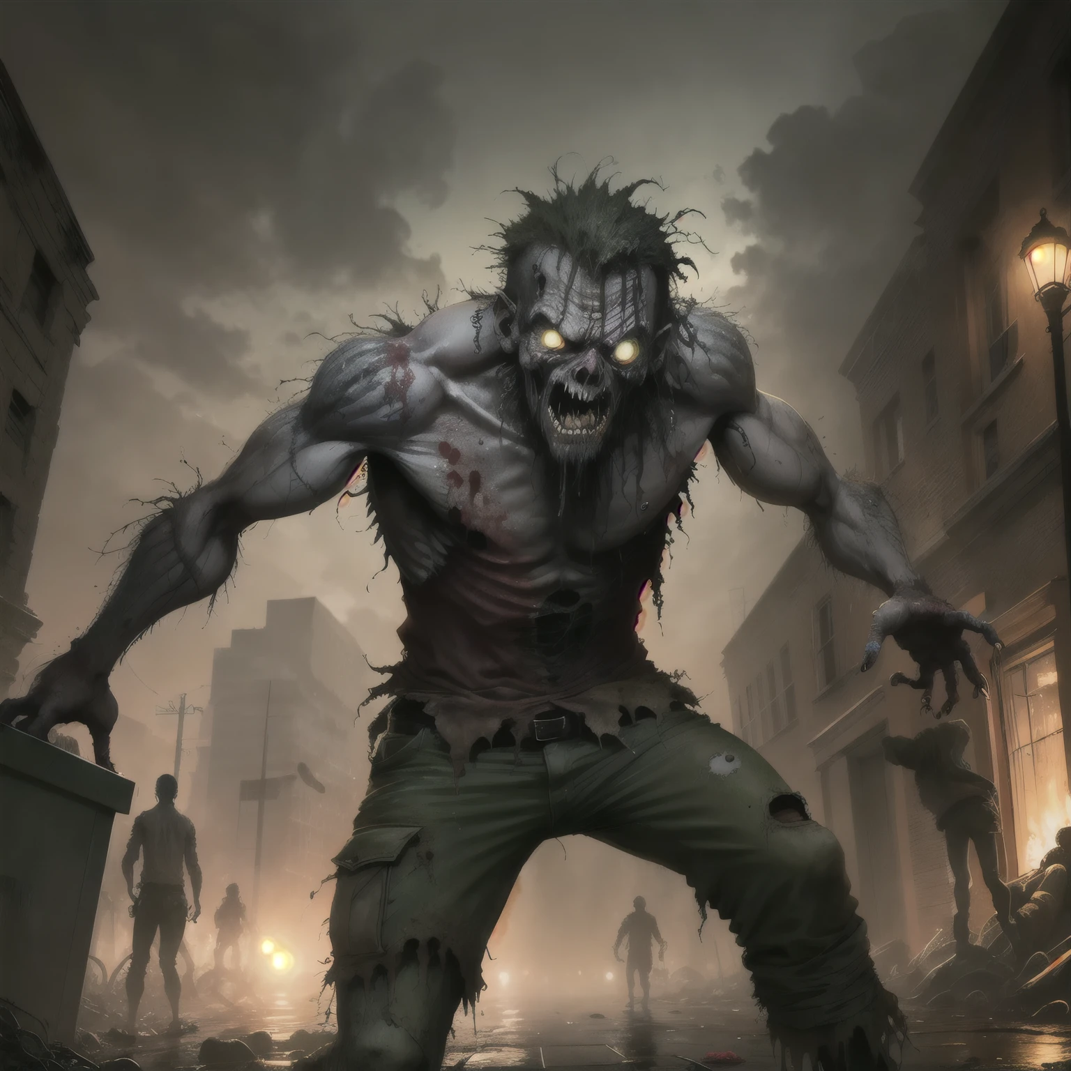 zombie, sewer, light through the sewer grate, Blown away hand