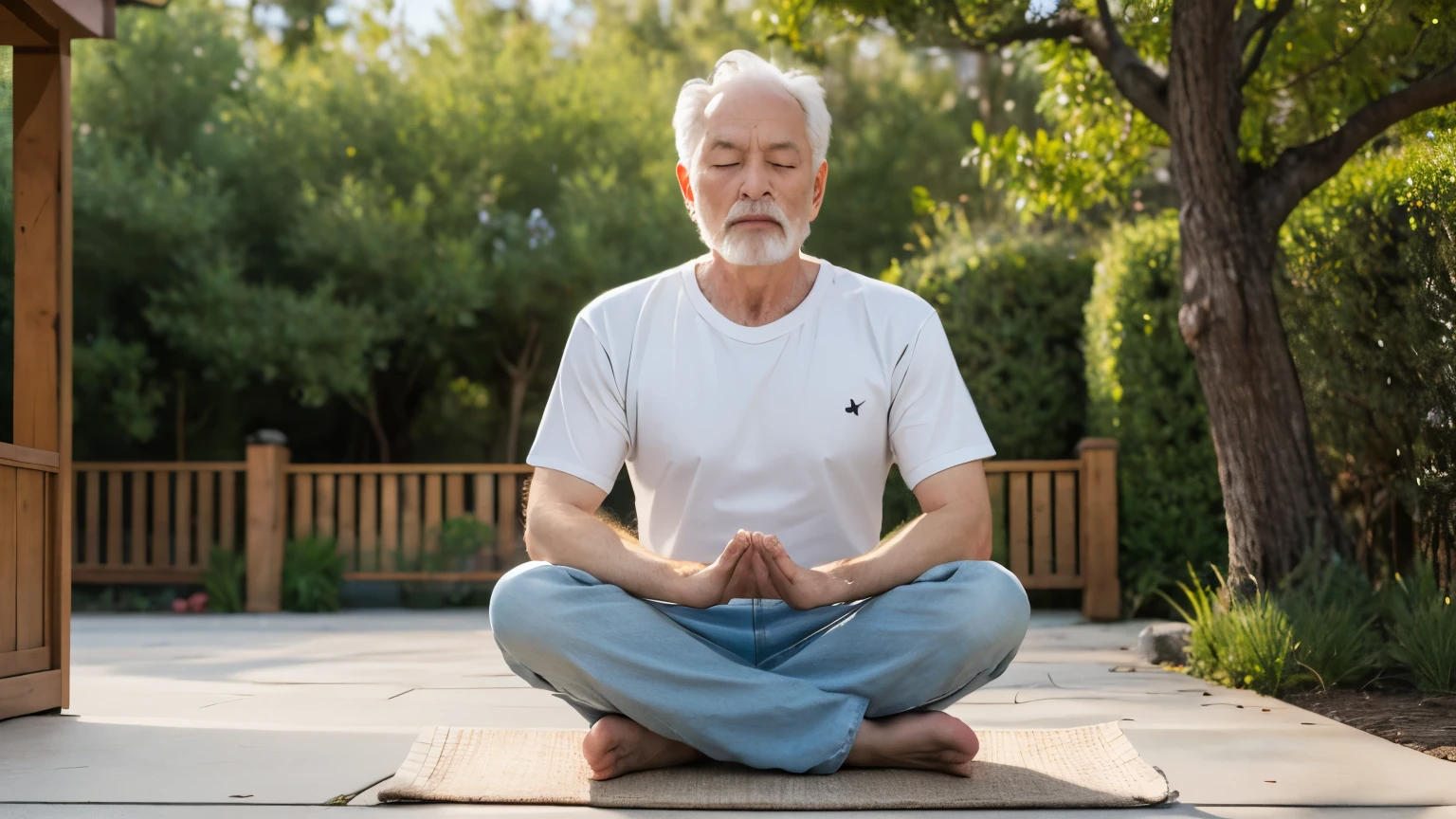 An old man meditating