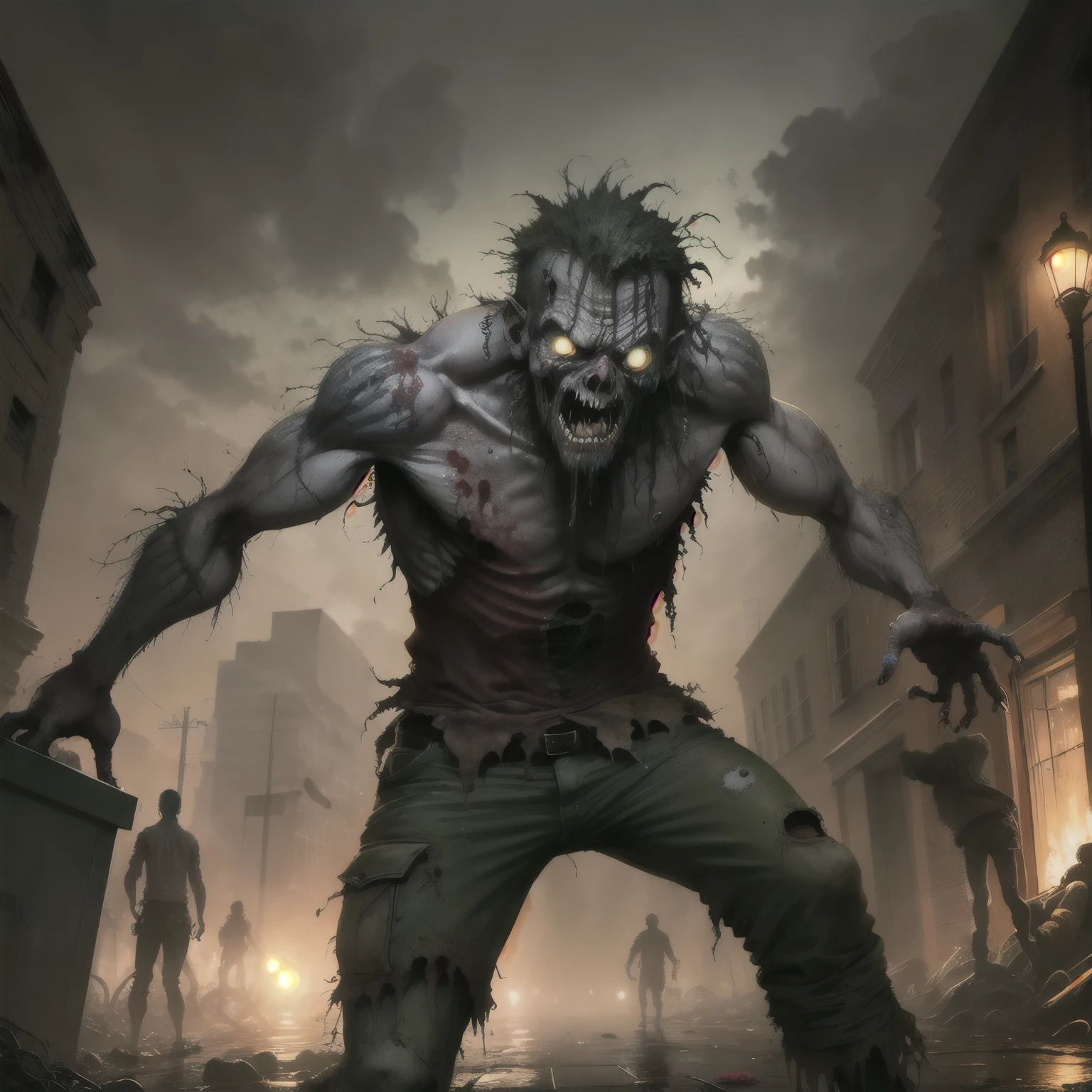 zombie, sewer, light through the sewer grate, Blown away hand