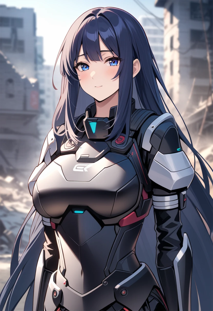 (Practical:1.2),Aesthetic feeling,Beautiful and detailed,masterpiece,Top image quality,Top graphics,(cinematic quality:1.2),solo,(Upper Body),A woman,Body armor and shirts,extremely detailed messy long hair,beautiful detailed eyes,Science Fiction,In the ruins of electrical appliances,Depth of Field
