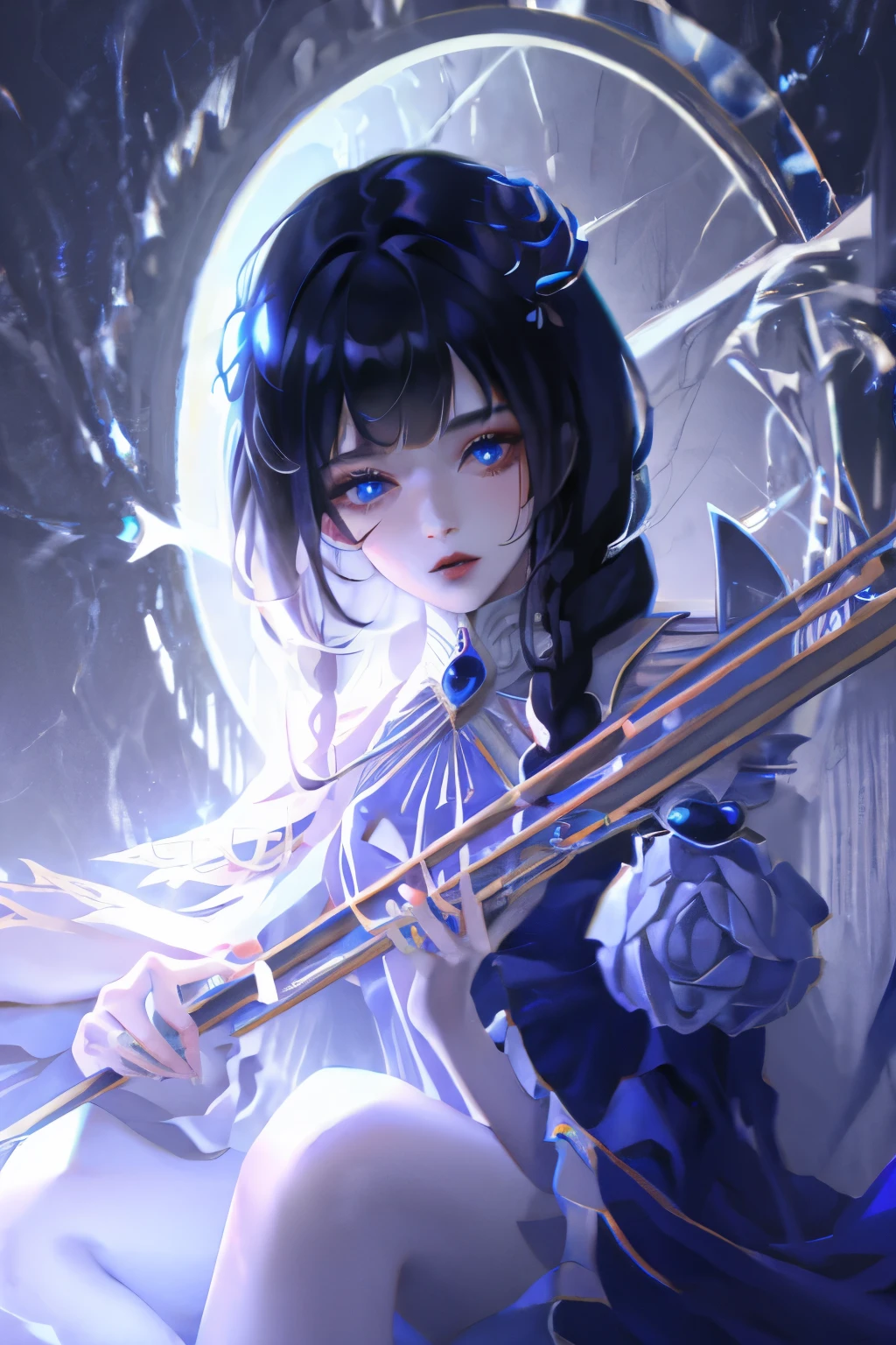 1 Girl,Bangs,Black_hair,blue,Rose,Princess,Gorgeous