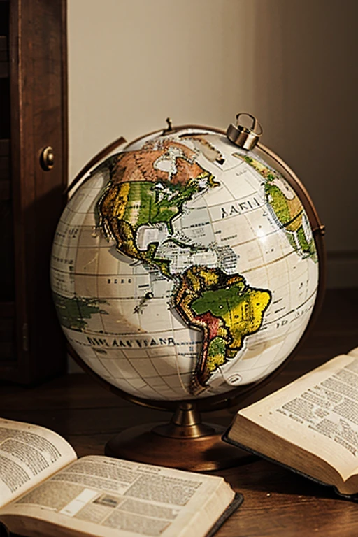 a hand holding a bible and the bible with a globe on top, com fundo arborizado