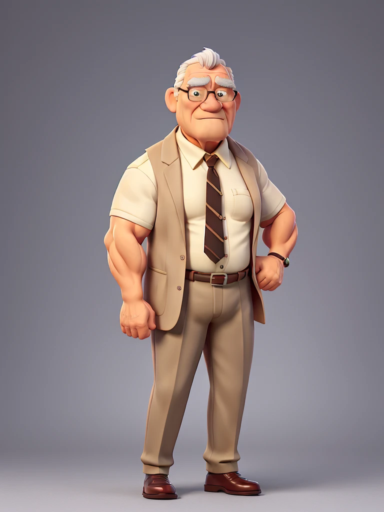 old man standing wearing suit, muscle body,daddy,bara type,fat, police 