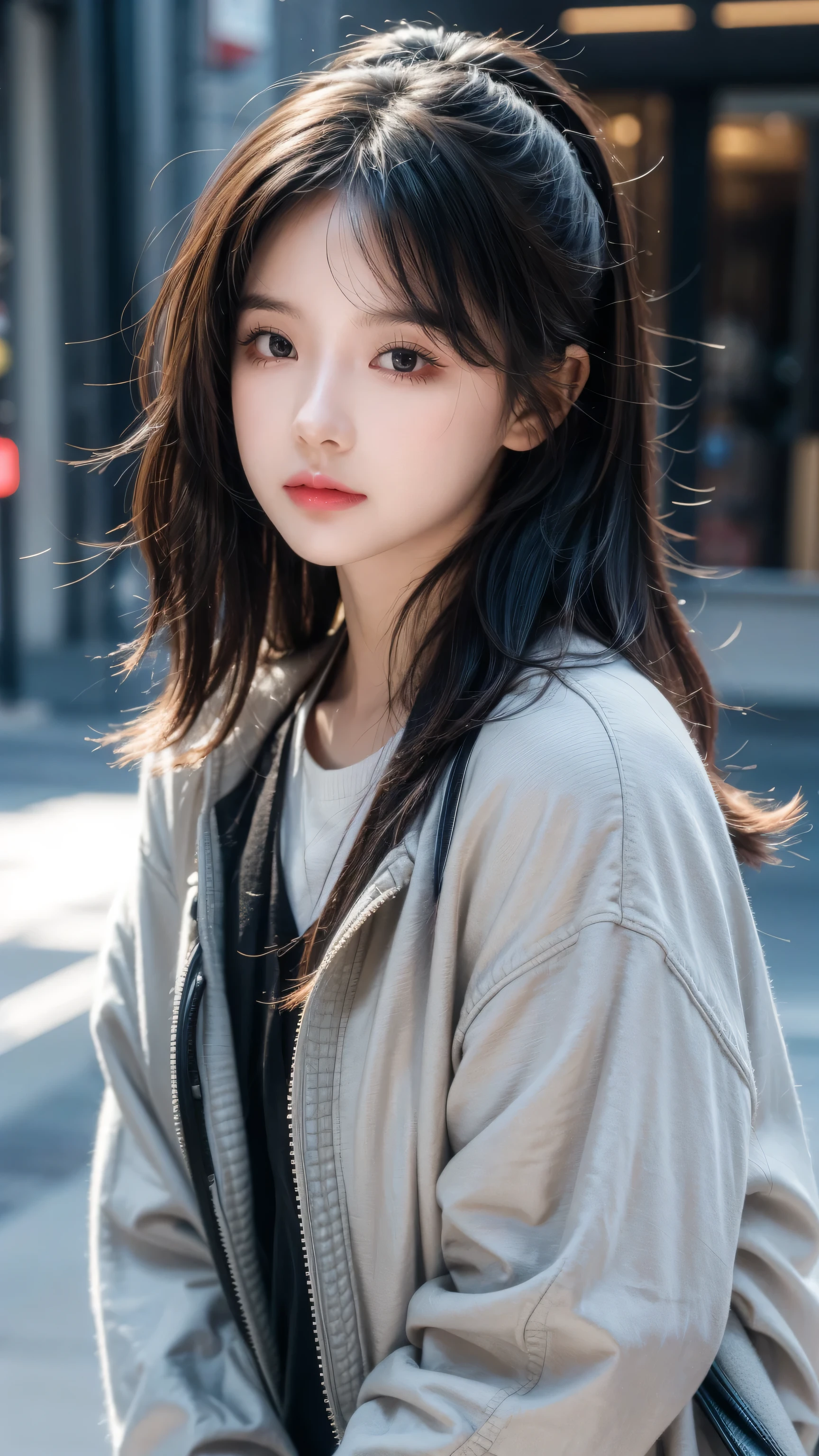 (Model shooting style), A sad homeless little girl ((dressing a old torn clothes)), (Shy), 1 Girl, Solitary, brown、curly、Messy hair, very detailed face, beautiful eyes, [Chubby], Lovely, Ruddy cheeks，Bright, Sad eyes, Stunning beauty, (Rembrandt Lighting), Zeiss lens, Surreal, (Highly detailed skin:1.2), 8K Ultra HD, DSLR camera, dramatic rim light, high quality, Fuji XT3,