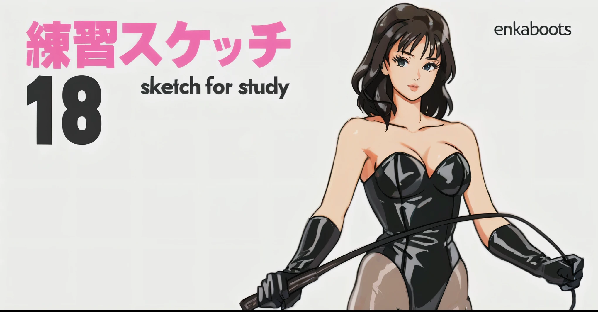 Close-up of a person in tights holding a whip, drawing Learn, beast, study, natural Learn, Learn, Cartoon shading animation, ecchi anime style, master Learn, 80s anime art style, fashion Learn, pose Learn, Black Sketch, Edge Style, Anime Sketch, Attractive anime girl