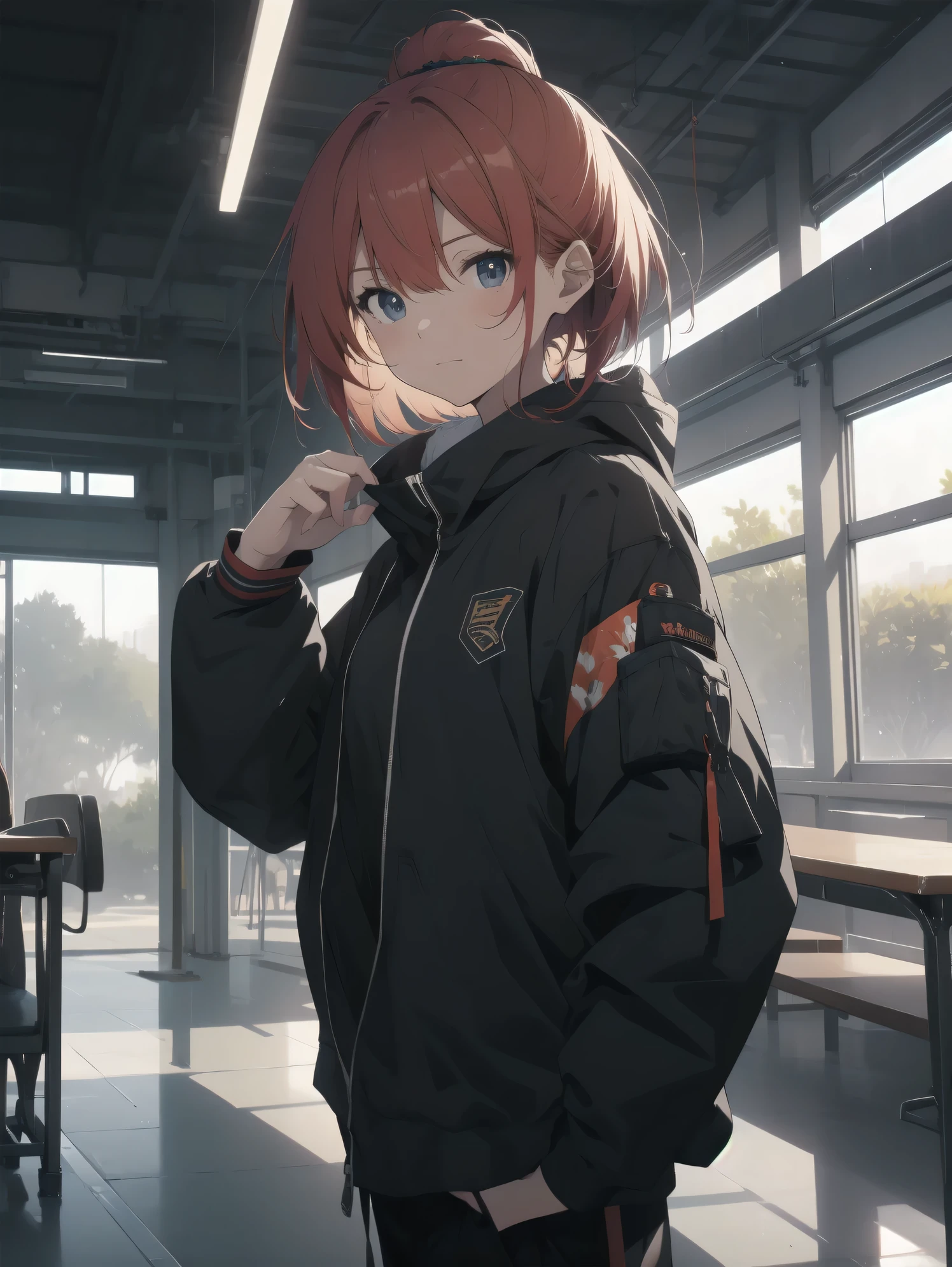 ultra-absurdres-Top quality by artist God, ultra-detailed, high resolution, anime moe artstyle, best anime 8k konachan wallpaper, pixiv contest winner,pool:2810, perfect anatomy,break, 1girl, (Please draw a tomboy walking to home alone. )break,(Solo,little female, -yeld:1.Full limbs, complete fingers, (very short hair), ponytail, flat chest, , small butt, small black eyes, beautiful detailed eyes, well-proportioned iris and pupils, expressive eyes, highres detailed hair, soft expression, school_gym uniform, official_alternate_costume,gym short shorts,(Detailed Lighting), (Detailed background), in the School commute route. break,super detailed skin, Best cinematic lighting powered by famous artist, 8k,beauty illustration,photoshop_(medium),very aesthetic,break,((artist:ido_(teketeke))), artist:bolze ,artist:oyari_ashito ,artist:kantoku ,