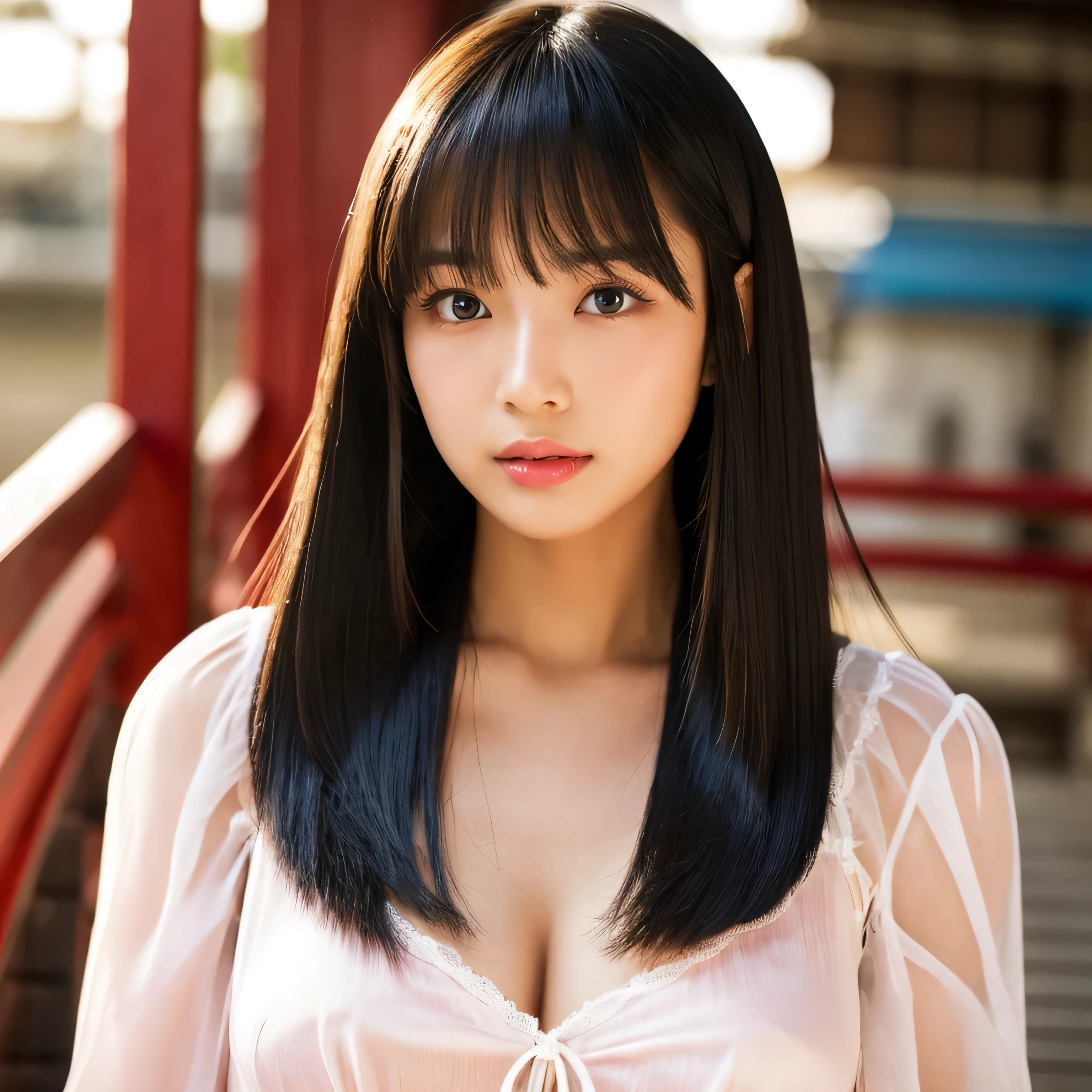 ((highest quality)), ((masterpiece)), (Get used to it), Perfect Face Abnormally long black hair, Abnormally long, Shiny black hair, black silky hair, Extra Dark Natural Black Hair, Very long, Straight black hair, Very long, Straight black hair, Perfect Silky, Very longストレートヘア, ストレートなAbnormally long black hair, Abnormally long black hair, Her hair is unusually long and straight.., detailed Abnormally long black hair White Lingerie (Big Tits 1.4) 1 female Japan'cutest middle schooing model) Sensual look Erotic expressions Neat bangs The neatly trimmed bangs are princess cut and cover the entire forehead.... Bright red lips ((Cowboy Shot)) (Narrow-mouthed) Natural Makeup Lips slightly pink Hoshino_truth love