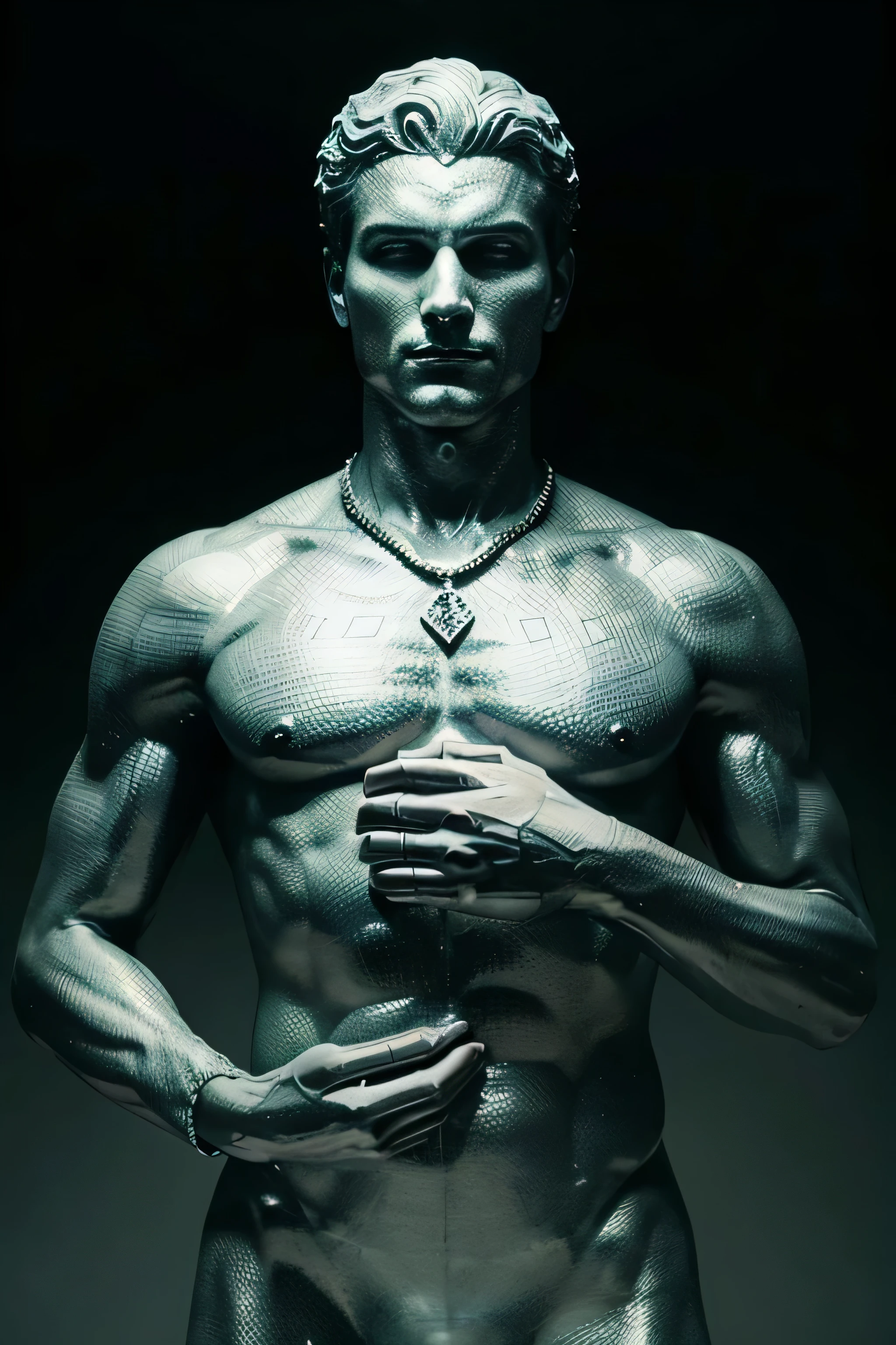 man statue made out of diamond