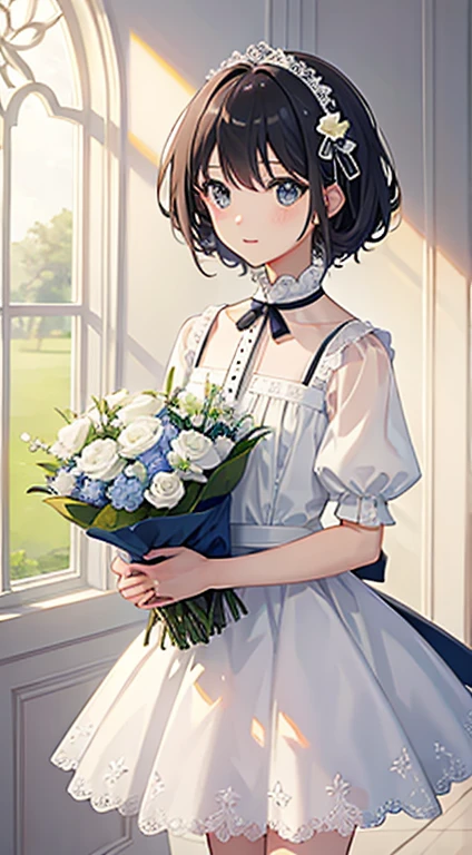 (masterpiece, highest quality:1.6), White lace dress, Cowboy Shot, Thighs, beautiful girl, (Flowers, Lots of small white petals:1.3), garden, blue sky, View your viewers, Small waist, Official Art, RAWphotograph, Incredibly absurd, Face Light, Dynamic Lighting, Cinema Lighting, Ultra-realistic, High resolution, photograph, Sharp focus, Most detailed, Very detailed, Super detailed, In detail, Very detailed目と顔
