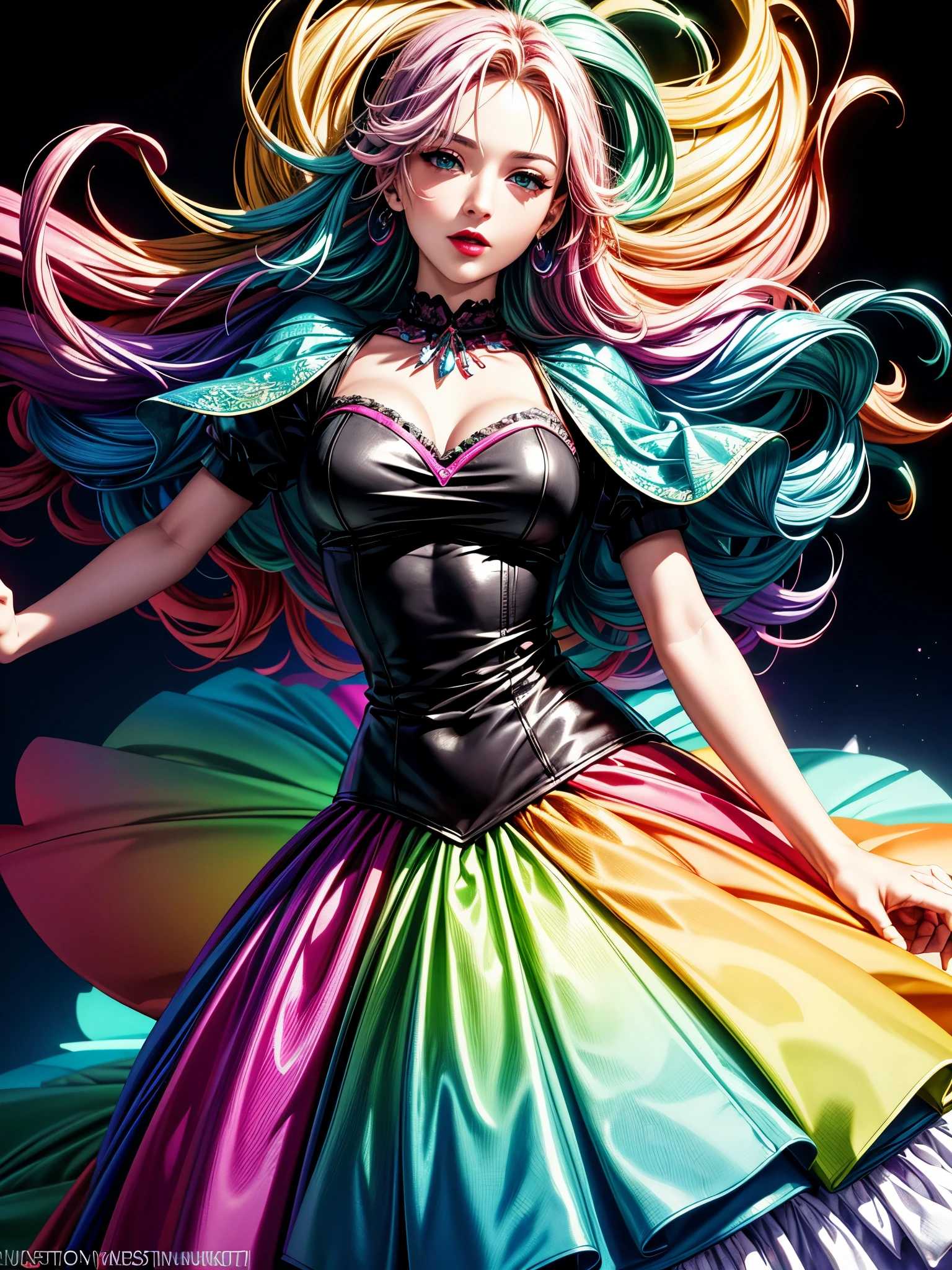 8K, top-quality:1.2, (masterpiece), ((High color saturation)), Beautiful and aesthetic, Most Beautiful Forms Chaotic, Fauvistdesign, Bright colors, romanticism, michal mraz, Adrian Ghenny, petra cortright, Atmospheric, A note of ecstasy, Streaming notes visible, Vibrant colors, pastel color background,