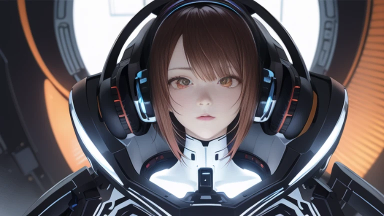 ((highest quality)), ((masterpiece)), ((Realistic)),((Cinema lighting)),angle from the front,((looking at viewer)),High Contrast, 19 year old Japanese female model,((Beautiful female android)), Medium Hair,Headphones,(Red Neon),(Computer circuit board background), ((笑face,)),((非常にdetailedな目)),Very detailed glowing eyes, ((thin)) ,Rubber bodysuit, ( White one piece swimsuit ) ((sexy )) ,Slender figure,textured pixie haircut (((detailedなキャラクターシート, Front view, ~ side面図, 3/4 Views))) (((cyber punkの背景))) Six and a half whole bodies,4K,UltraSharp,Multiple Views of the same character,Charterner v2, One girl, Slender figure, (Headphones),Brown Hair, Long Hair, Orange eyes, Same clothes, Concept Art, detailed_face, line_sketch, plan, Official Art, Official Alternative Costumes, Design style, multi style, detailed character, 4_~ side, original, 8K GC, massive detailed, Multiple Views of the same character, character, technical illustration, Multiple Views,masterpiece,highest quality(masterpiece, highest quality), 32k,(非常にdetailedな美しい女性), Future Anime,The ultimate map,highlight,Headphones,Very detailed glowing eyes,Cleavage,Complex patterns,Stylish hairstyle,fluorescence((White clothes)),cyber punk