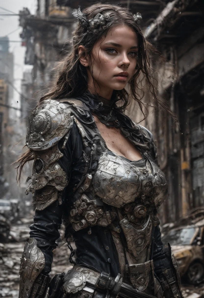 1girl, Post-Apocalyptic Wasteland, The Adventures Guild Magical, Intricate, puddles, Digital, Scenic, Hyperdetailed, meticulous, Luis Royo, Rutkowski, Greg Olsen, Bagshaw, Sandra Chevrier, Roberto Ferri, Michael Kaluta, Victor Adame Minguez, Ruan Jia, Cinematic, WLOP, JJ Abrams, HDR, Unity 3D, Corona Render, Smoothed Out