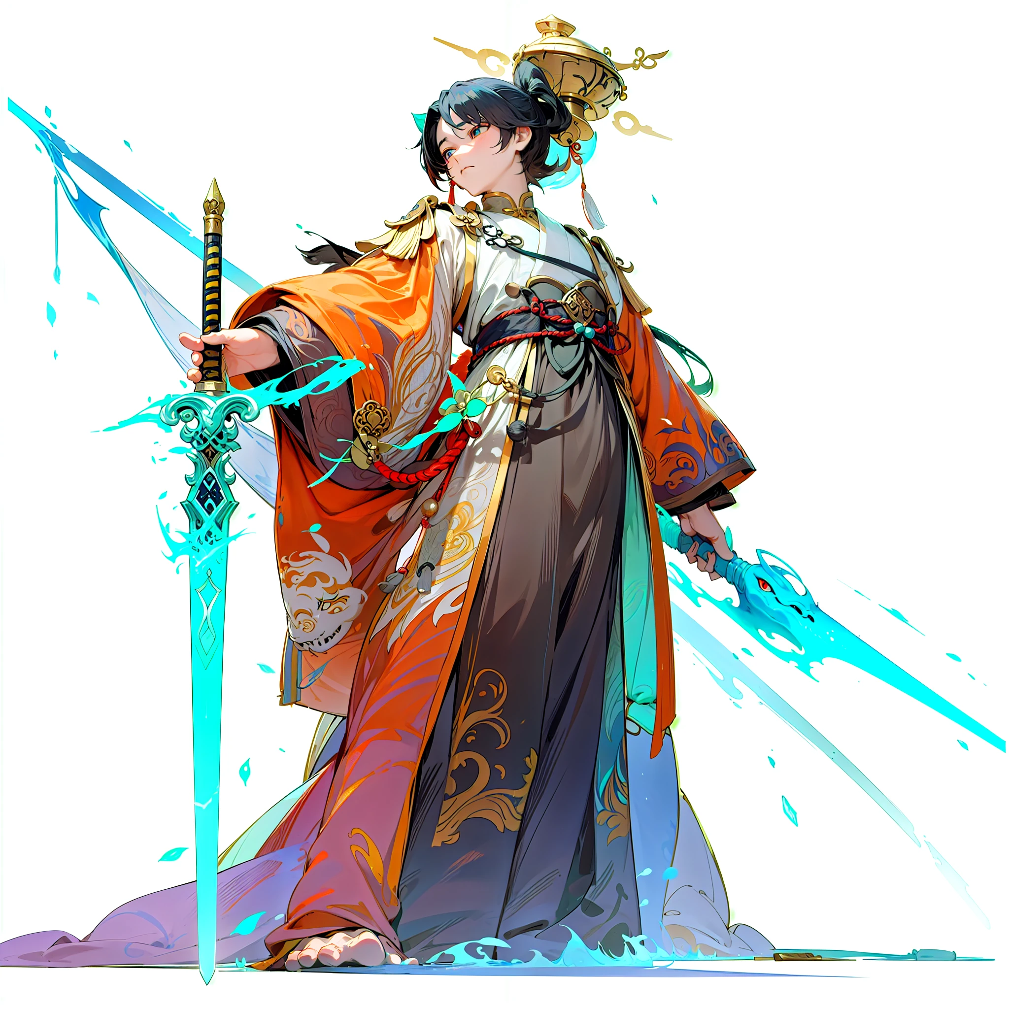 Anime Characters,Holding a sword,Wearing a dragon's clothes, author:Yang Jie, author:Chen Zhou, author Shen Zhou, by Zeng Jing, by Ren Xiong, Huang Shen, by Liang Kai, author:Li Song, g liulian art style, author:Russell Dongjun Lu, by Li Zai, Chen Jiru