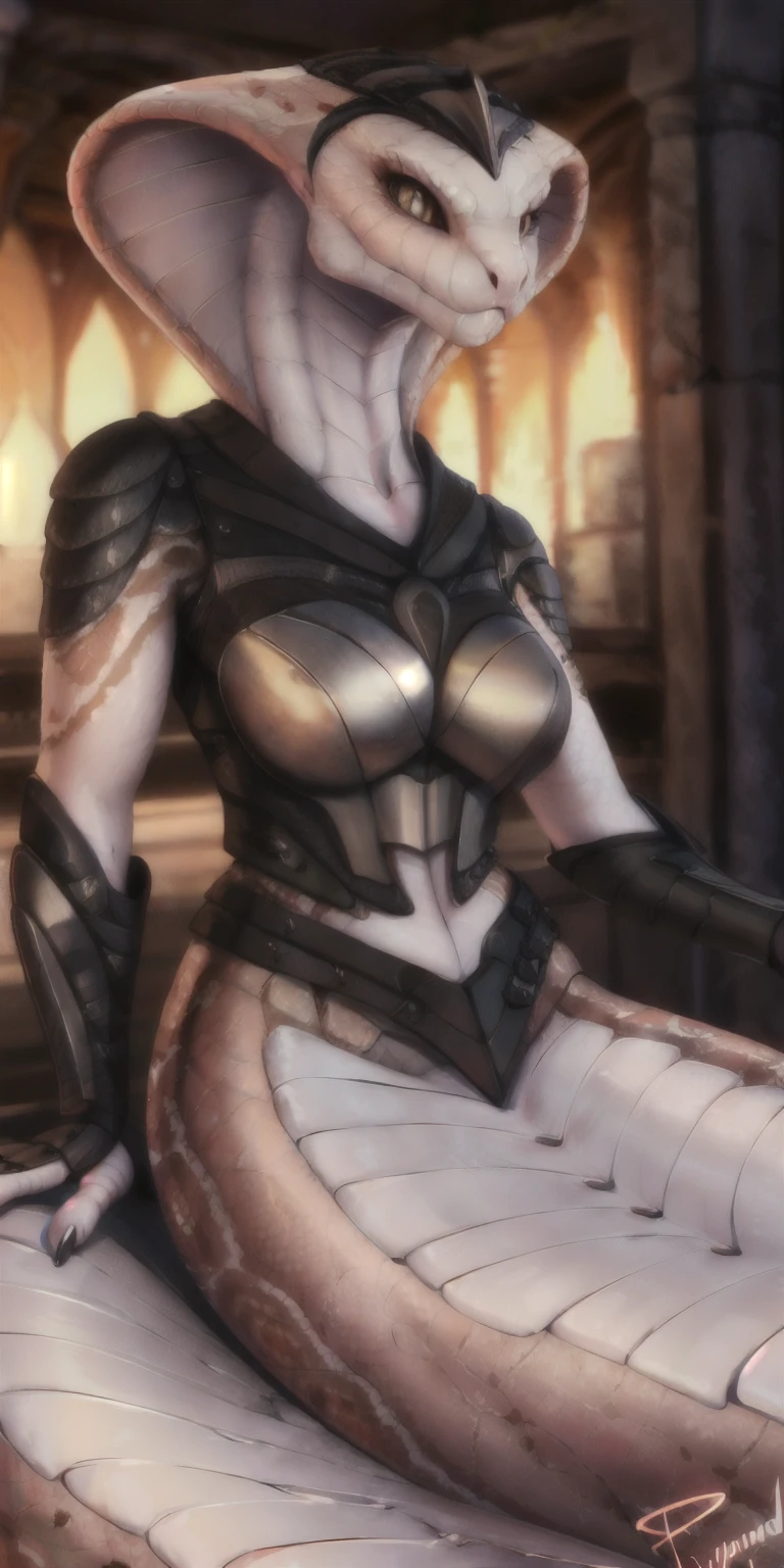 Desert ruins, mutated, undead warrior, female creature, cursed armor,