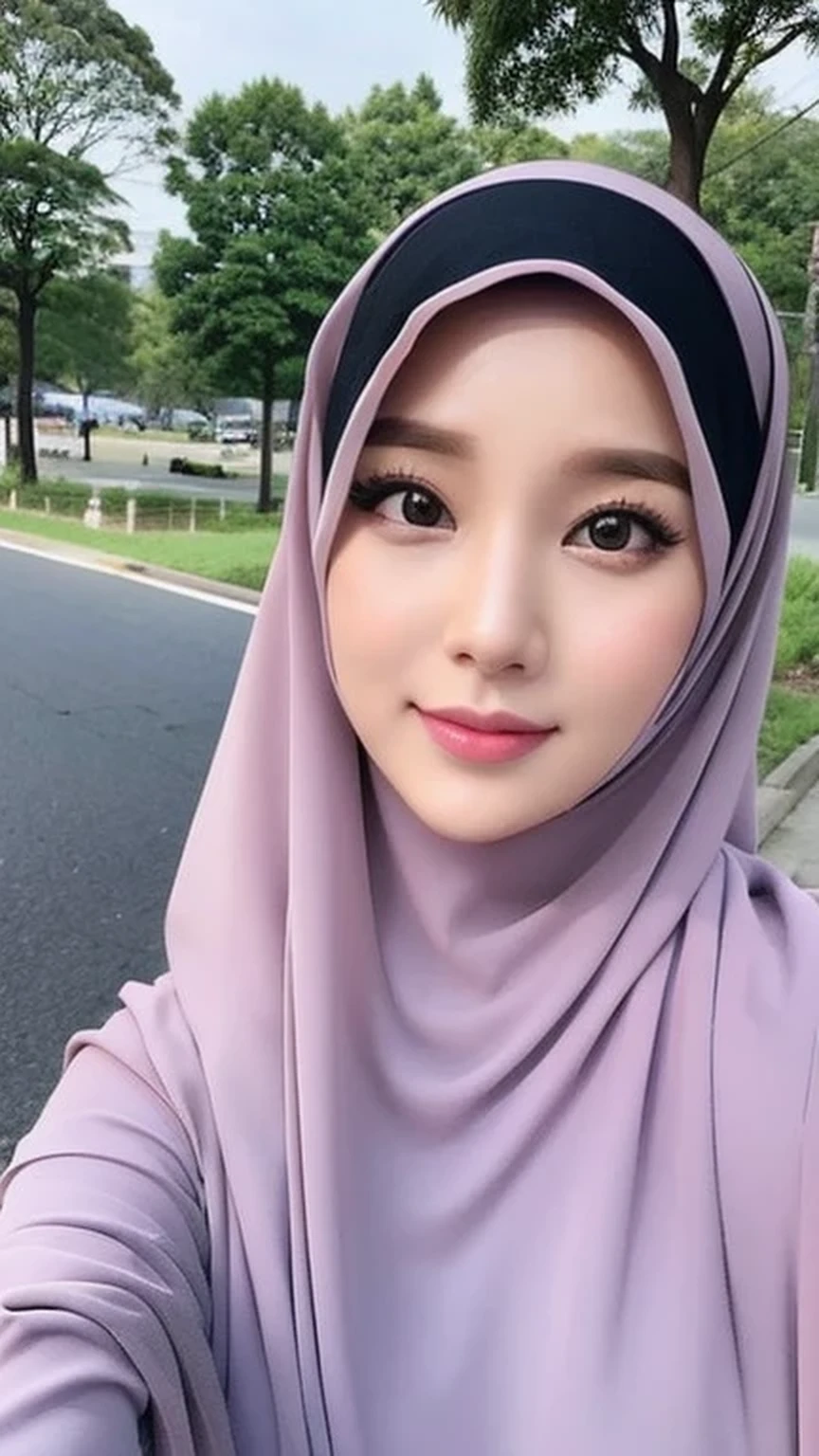 Beautuful Women、hijab, indonesian、selfee、roads、half body, cute face、Vanrak Ayyans appears、1 girl, stylish